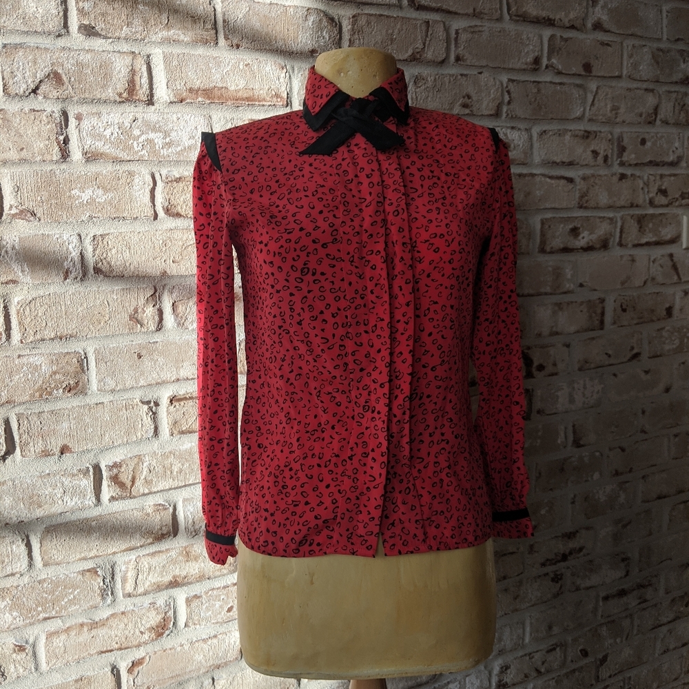 Vintage animal print button up top